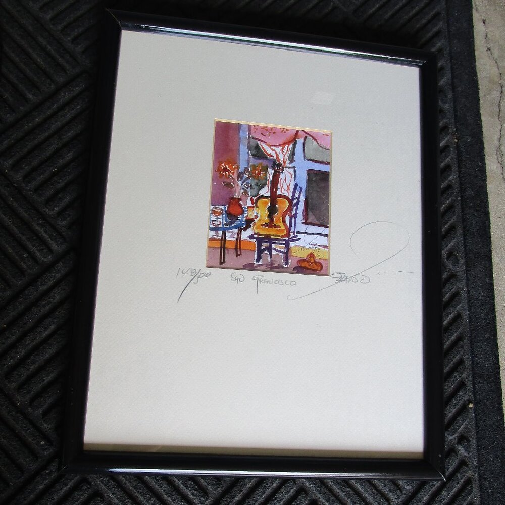 Vintage Eduardo Guzman San Francisco Framed Watercolor , Signed & Numbered 1999